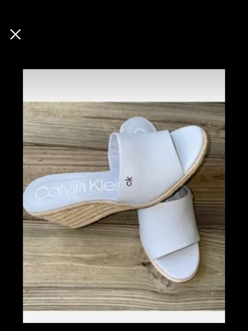 Calvin Klein White Slide Wedge Sandals with Espadrille Heel